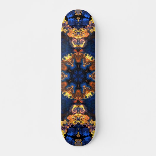 Psychedelic Hippie Blue en Yellow Persoonlijk Skateboard (Voorkant)