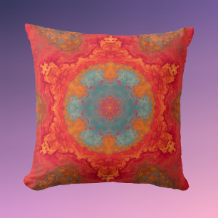 Psychedelic Hippie Blue Oranje en Red Kussen