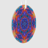 Psychedelic Hippie Blue Oranje en roze Ornament (voorkant)