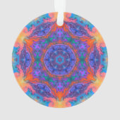 Psychedelic Hippie Blue Oranje en roze Ornament (achterkant)