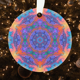 Psychedelic Hippie Blue Oranje en roze Ornament