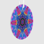 Psychedelic Hippie Blue Pink en Yellow Ornament (voorkant)