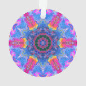 Psychedelic Hippie Blue Pink en Yellow Ornament (achterkant)