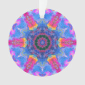 Psychedelic Hippie Blue Pink en Yellow Ornament (voorkant)