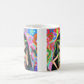 Psychedelic Hippie Chick Peace Sign Cute 1960 Koffiemok (Center)