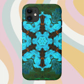 Psychedelic Hippie Flower Blue en Green Case-Mate iPhone Case