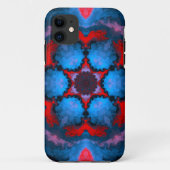 Psychedelic Hippie Flower Blue en Red Case-Mate iPhone Case (Achterkant)