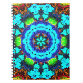 Psychedelic Hippie Flower Blue Oranje en Green Notitieboek
