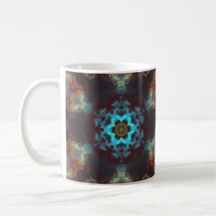 Psychedelic Hippie Flower Blue Red en Yellow Koffiemok