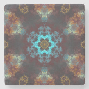 Psychedelic Hippie Flower Blue Red en Yellow Stenen Onderzetter