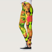 Psychedelic Hippie Flower Green Oranje en Red Leggings (Links)