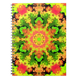 Psychedelic Hippie Flower Green Oranje en Red Notitieboek