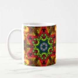 Psychedelic Hippie Flower Green Red en Oranje Koffiemok