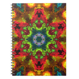 Psychedelic Hippie Flower Green Red en Oranje Notitieboek
