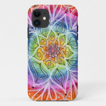 Psychedelic, Hippie, Flower Mandala iPhone 11 Hoes