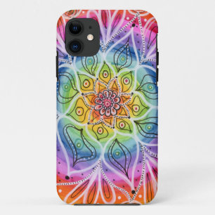Psychedelic, Hippie, Flower Mandala iPhone 11 Hoes