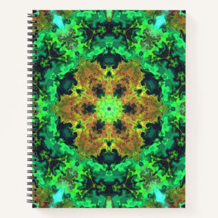 Psychedelic Hippie Flower Oranje and Green Notitieboek