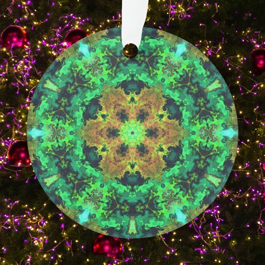 Psychedelic Hippie Flower Oranje and Green Ornament