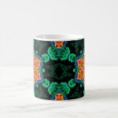 Psychedelic Hippie Flower Oranje en Blauwgroen Koffiemok (Center)