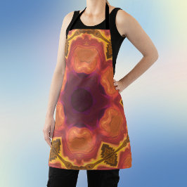 Psychedelic Hippie Flower Oranje Paars and Yellow Schort