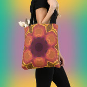 Psychedelic Hippie Flower Oranje Paars and Yellow Tote Bag