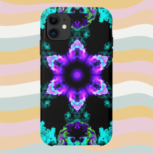 Psychedelic Hippie Flower Paars Blauwgroen en Blac Case-Mate iPhone Case