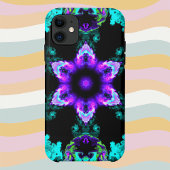 Psychedelic Hippie Flower Paars Blauwgroen en Blac Case-Mate iPhone Case