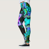 Psychedelic Hippie Flower Paars Blauwgroen en Blac Leggings (Links)