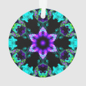 Psychedelic Hippie Flower Paars Blauwgroen en Blac Ornament (achterkant)