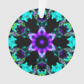 Psychedelic Hippie Flower Paars Blauwgroen en Blac Ornament (voorkant)