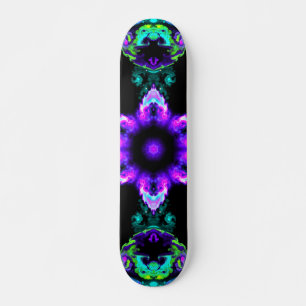 Psychedelic Hippie Flower Paars Blauwgroen en Blac Persoonlijk Skateboard