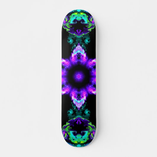 Psychedelic Hippie Flower Paars Blauwgroen en Blac Persoonlijk Skateboard (Voorkant)