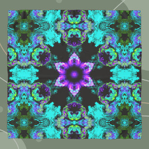 Psychedelic Hippie Flower Paars Blauwgroen en Blac Sjaal