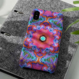 Psychedelic Hippie Flower Pink Blue en Oranje Case-Mate iPhone Case