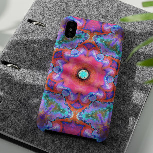 Psychedelic Hippie Flower Pink Blue en Oranje Case-Mate iPhone Case