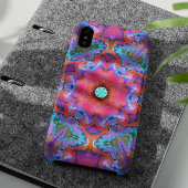 Psychedelic Hippie Flower Pink Blue en Oranje Case-Mate iPhone Case