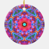 Psychedelic Hippie Flower Pink Blue en Oranje Keramisch Ornament (Achterkant)