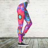 Psychedelic Hippie Flower Pink Blue en Oranje Leggings