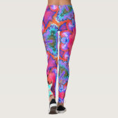 Psychedelic Hippie Flower Pink Blue en Oranje Leggings (Achterkant)