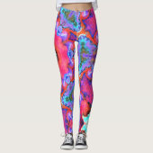 Psychedelic Hippie Flower Pink Blue en Oranje Leggings (Voorkant)