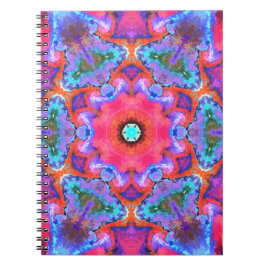 Psychedelic Hippie Flower Pink Blue en Oranje Notitieboek