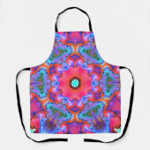 Psychedelic Hippie Flower Pink Blue en Oranje Schort (Voorkant)