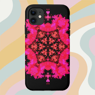 Psychedelic Hippie Flower Pink en Black Case-Mate iPhone Case