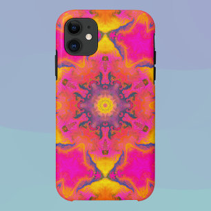 Psychedelic Hippie Flower Pink Paars and Yellow Case-Mate iPhone Case