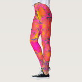 Psychedelic Hippie Flower Pink Paars and Yellow Leggings (Links)