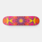 Psychedelic Hippie Flower Pink Paars and Yellow Persoonlijk Skateboard (Horizontaal)