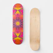 Psychedelic Hippie Flower Pink Paars and Yellow Persoonlijk Skateboard (Voorkant)
