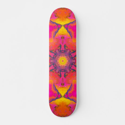 Psychedelic Hippie Flower Pink Paars and Yellow Persoonlijk Skateboard (Voorkant)