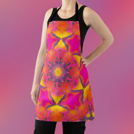 Psychedelic Hippie Flower Pink Paars and Yellow Schort