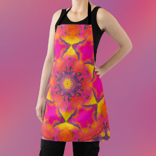 Psychedelic Hippie Flower Pink Paars and Yellow Schort